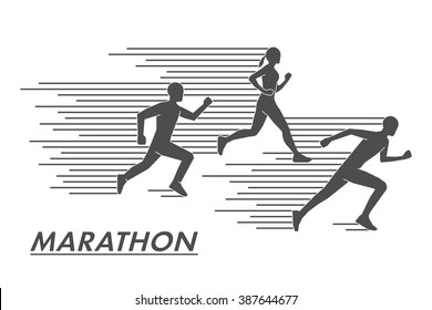 Vector black marathon symbol and logo.