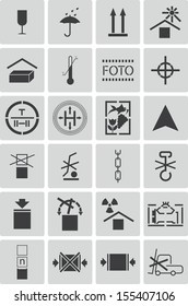 Vector black  marking cargo  icons set