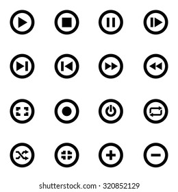 Vector black media buttons icon set.