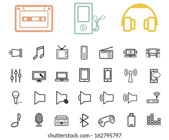 Vector black media and communication icons set 