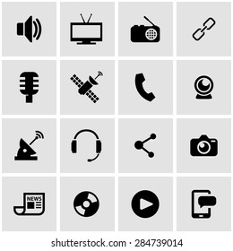 Vector black media icon set.