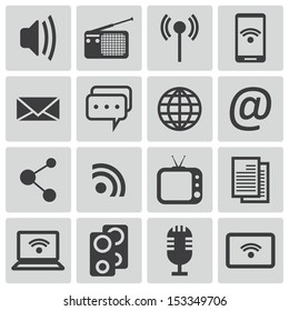 Vector black  media icons set