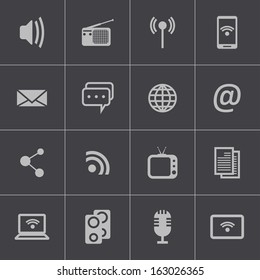 Vector black  media icons set
