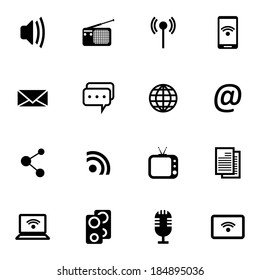Vector black  media icons set on white background