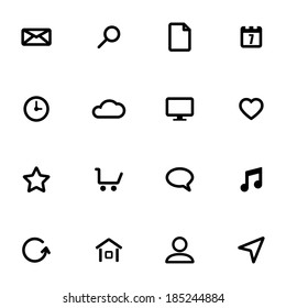Vector black  media icons set on white background.