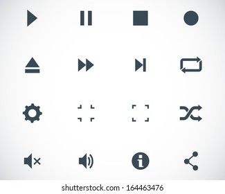 Vector Black Media Player Icons Set