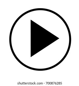 Vector black media player play icon isolated on white background.