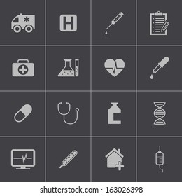 Vector black medical icon set