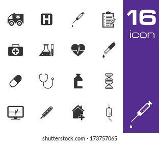 Vector black medical icon set on white background