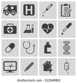 Vector black  medical icons set