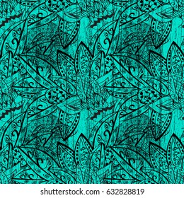 Vector black mehndi ornamental pattern. Ornamental floral elements with henna tattoo, dark stickers, mehndi and yoga design, cards and prints. Pattern on blue background.