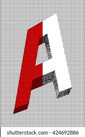 Vector Black Mesh With 3d letter a Pattern . for Background. Fabric.Print.
