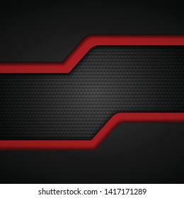 Vector black metallic and red metallic overlap circle mesh design modern luxury technology background. 