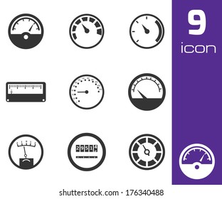 Vector black meter icons set white background