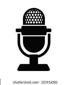 vector black Microphone Icon on white background 