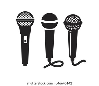 vector black Microphone Icon on white background