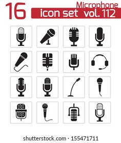 Vector black  microphone  icons set