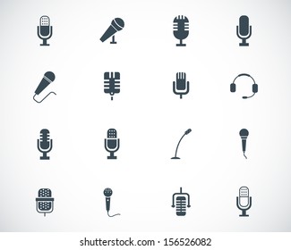 Vector black  microphone  icons set