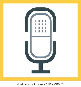 Vector black microphone icons set on white background music icons set on white background. Vector