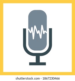 Vector black microphone icons set on white background music icons set on white background. Vector