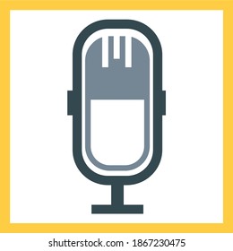 Vector black microphone icons set on white background music icons set on white background. Vector