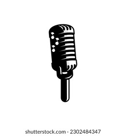 vector black microphone on white background