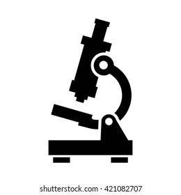 Vector black microscope icon on white background.