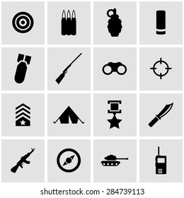 Vector black military icon set.