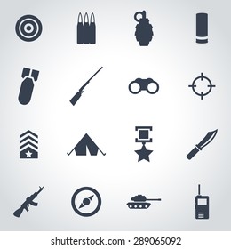 Vector black military icon set.