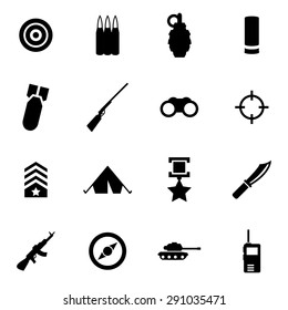 Vector black military icon set on white background