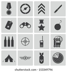 Vector Black  Military Icons Set