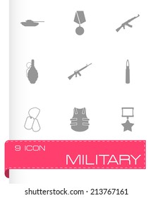 Vector black military icons set on white background