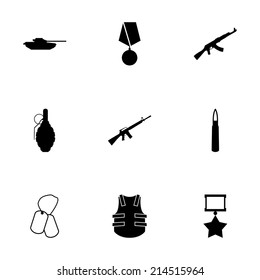 Vector black military icons set on white background