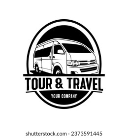 vector black mini bus logo suitable for tour and travel companies