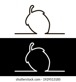 Vector black minimalistic acorn silhouette for logos and decoration on white and black background 