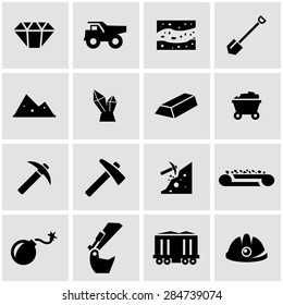 Vector Black Mining Icon Set.