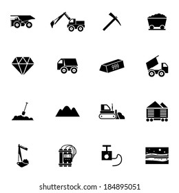 Vector Black  Mining Icons Set on white background