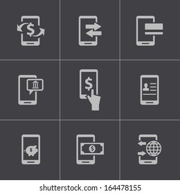 Vector black mobile banking icons set