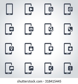 Vector black mobile  icon set.