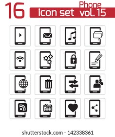 Vector black mobile phone icon set