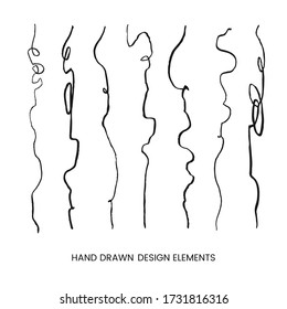 Vector black modern set with hand drawn doodle abstract llustrations. Can be used as elements for design greeting cards, poster, card, packaging paper design