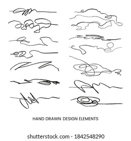 Conjunto moderno de vectores con ilustraciones abstractas de doodles dibujadas a mano. Se puede utilizar como elementos para el diseño de tarjetas de felicitación, carteles, tarjetas, papel de embalaje