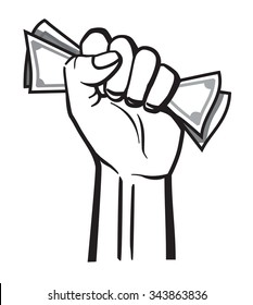 vector black money in hand icon on white background