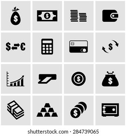 Vector black money icon set.