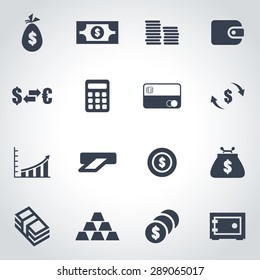 Vector black money icon set.