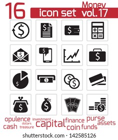 vector black money icons set