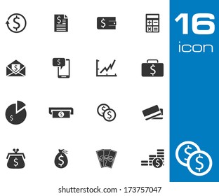 vector black money icons set on white background