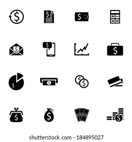 Vector black  money icons set on white background