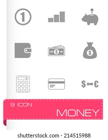 Vector black money icons set on white background