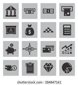 Vector black money icons set